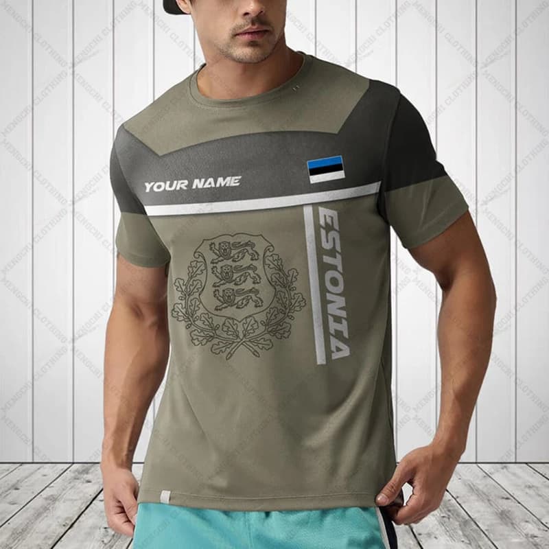 Summer Custom Estonia Flag Graphic T-shirts Men's Fashion Jersey Fast Dry Sportswear Daily Personalized Short Sleeve Tops