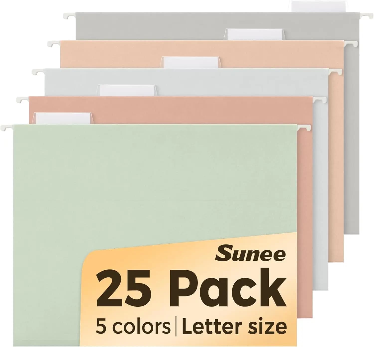 25 Cartelle Portadocumenti a Sospensione in Colori Pastello, Formato Letter con Linguette a 1/5 di Taglio per Documenti Voluminosi e Armadietti Portadocumenti