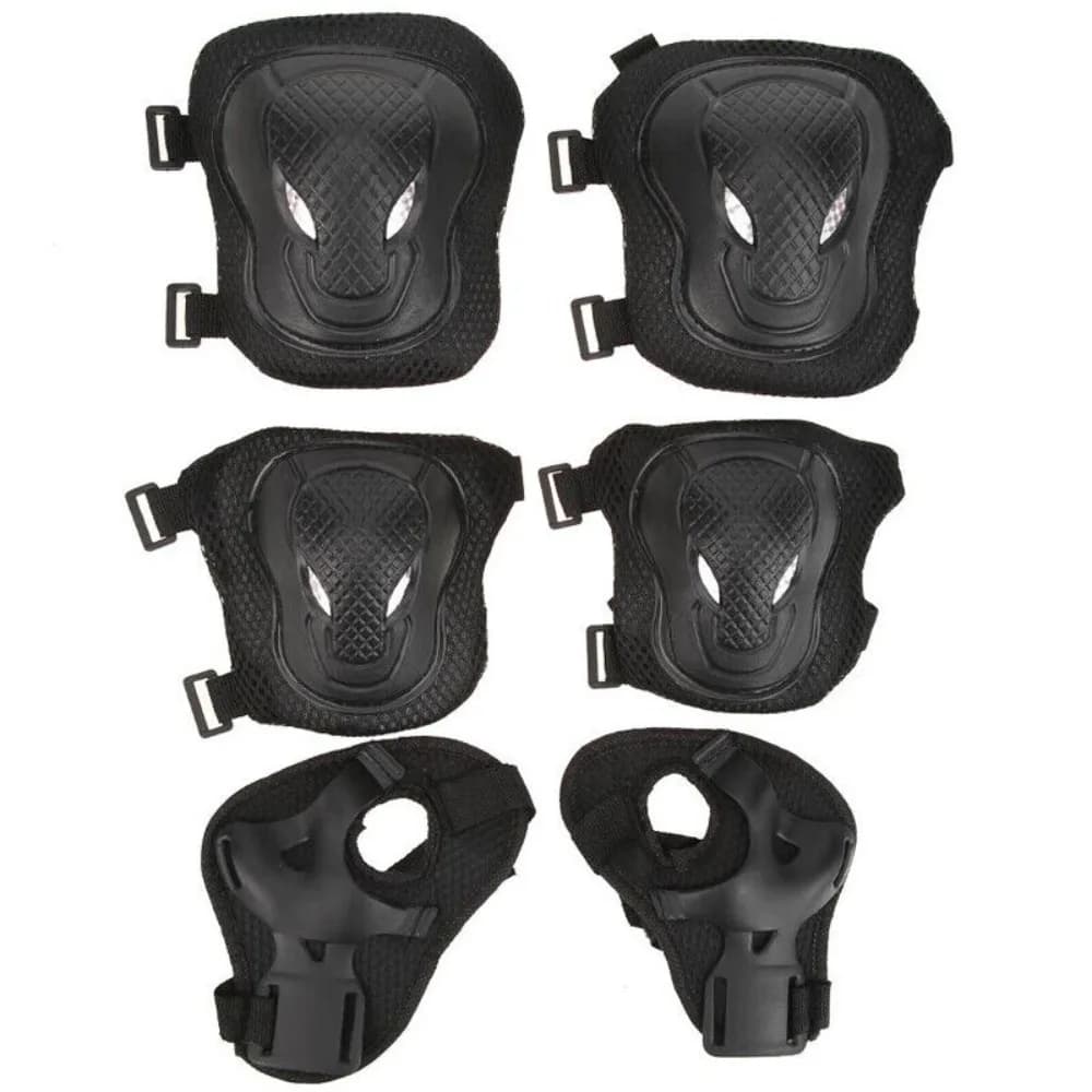 Safety Protections for Rubber, Wrist and Knee, Black Sports Equipment for Skating, Hard Protections for Helmet, Knee and wrists, for Women, Men and Adults
