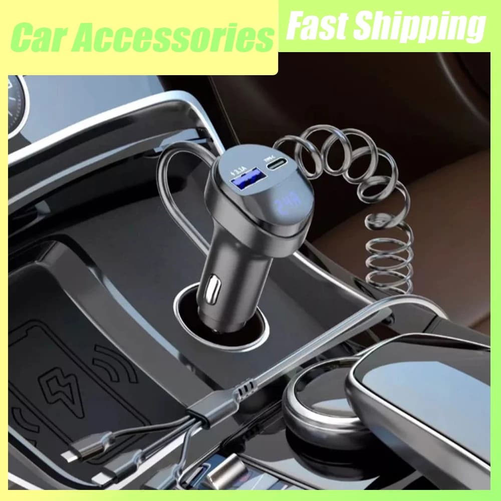 1pc Universal Car 3.1A 55W Fast Charging Automatic Three Wire Charger Voltage Display for Car Charger Fast Car Accessories