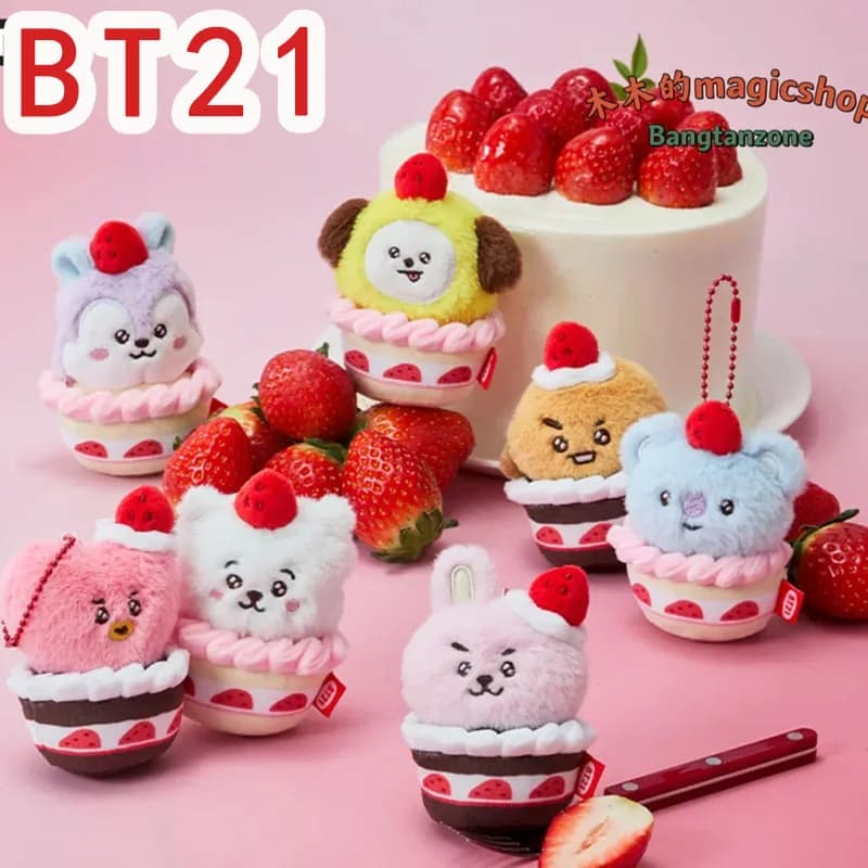 Set di accessori per bambole Kpop BT21 Strawberry Cake Party, con lo stesso stile del prodotto di punta, acquisto di regali per il fan club.