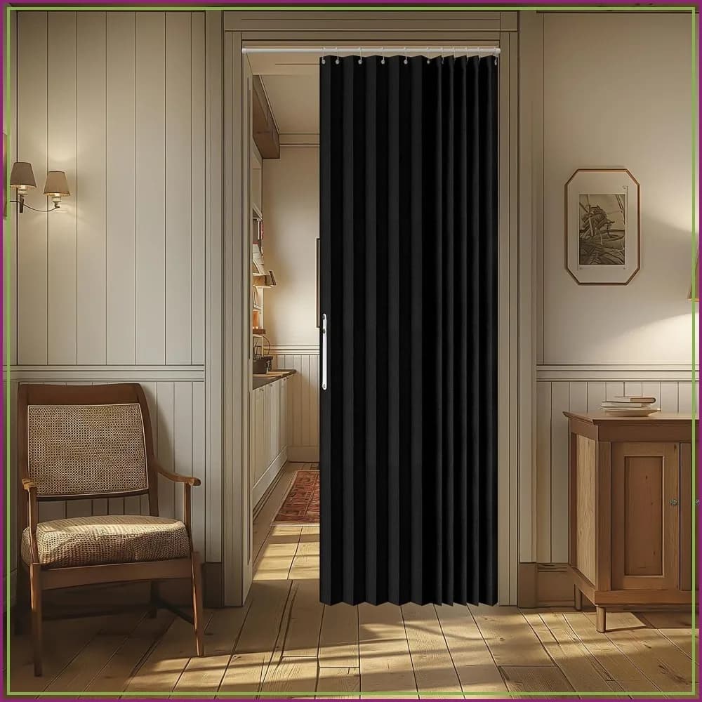100% Blackout Magnetic Door Curtain Accordion Fold Invisible Closet Curtain for Bedroom Living Room Doorway (42"W x 78"L) 1 Panel