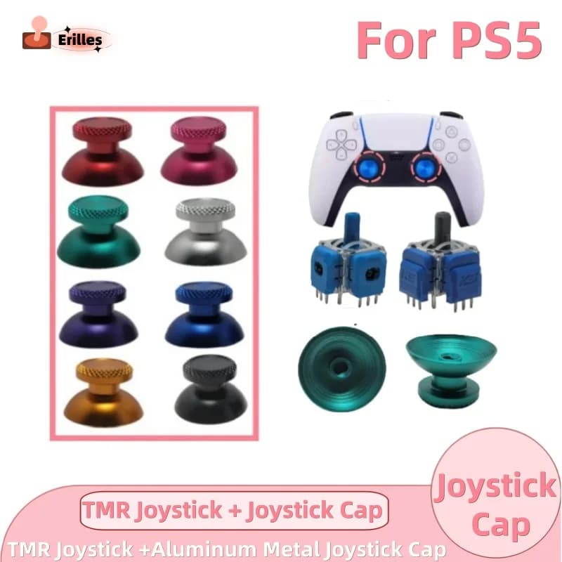 1 paio di joystick TMR di ricambio per PS5 e cappuccio in alluminio per joystick analogico, accessorio per controller.