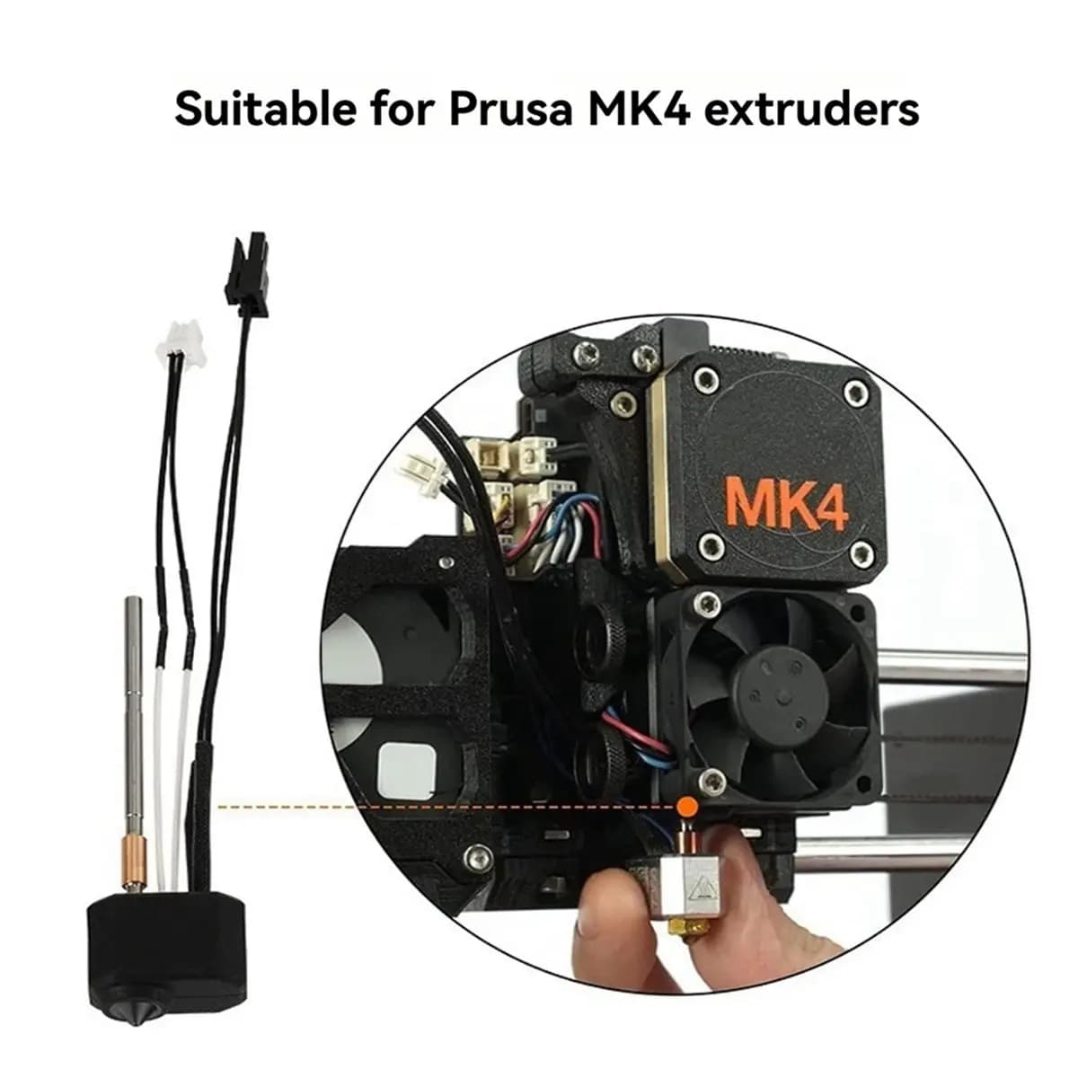 NEW FACTORY~For Prusa I3 MK4 Print Hotend Kit Nextruder Heater Block Silicone Sleeve 0.8mm Hardened Steel Nozzle 3D Printer Part