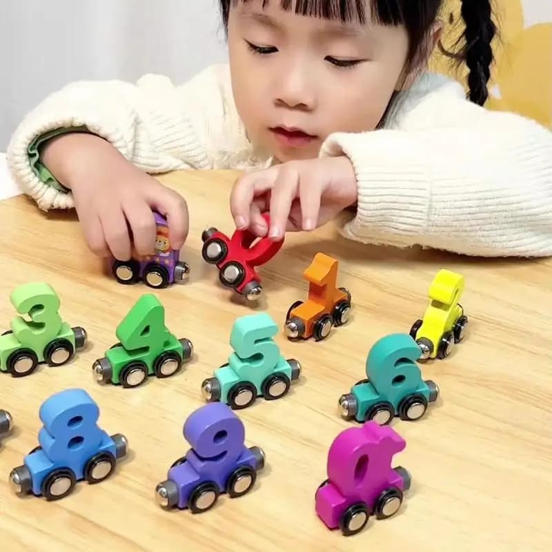 【xxx】Wooden Number Digital Magnetic Train Toys Colorful Building Blocks Educational Hand-eye Coordination Magnetic Digital Train