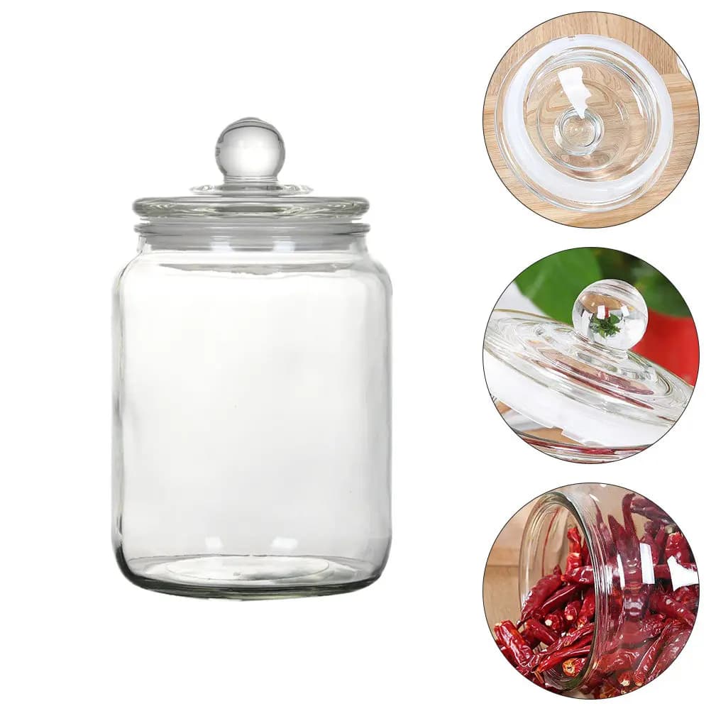 Barattolo in Vetro per Conservazione Alimenti, Contenitore Ermetico Trasparente per Frutta Secca, 1 Pezzo