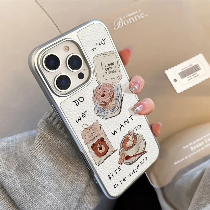 Custodia per telefono con texture in pelle effetto cibo, anti-caduta, per iPhone 11/12/13/14/15/16/17 Pro Max AIR PLUS