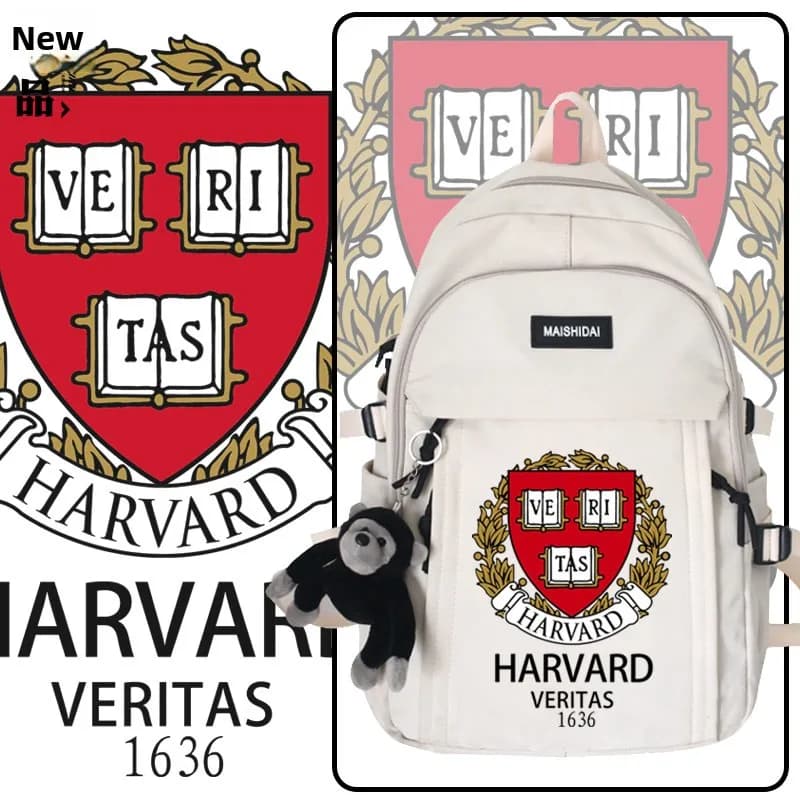 Harvard University Student Campus Souvenir Backpack Youth Travel Bag Double Shoulder Backpack TT Sweet College Style Nylon Fa...