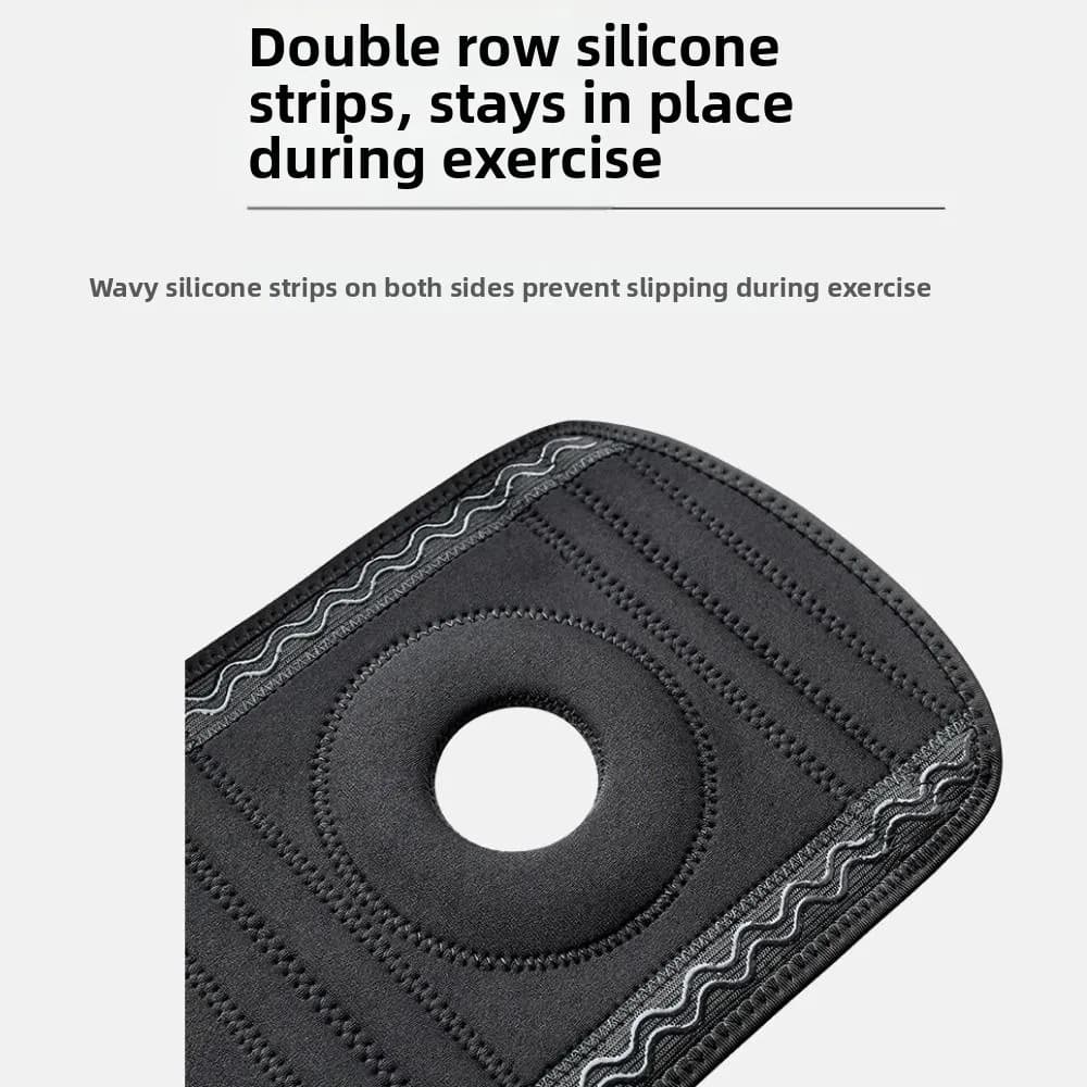 Ginocchiera sportiva a 4 molle Striscia in silicone antiscivolo Patella Assorbimento degli urti Protezione per tutore per gamba Ginocchiera elastica per fitness di sicurezza