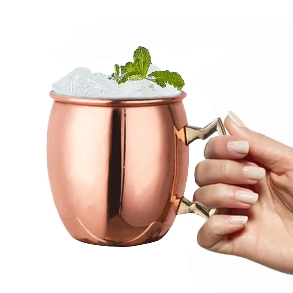 Bicchiere da Cocktail in Acciaio Inox con Manico, Placcato in Rame per Bevande Fredde, Birra, Vino, Bar, Feste, Regali