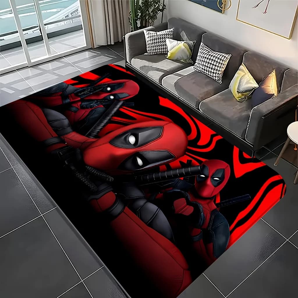 1 tappeto di grandi dimensioni con stampa di personaggi Marvel, tappeto, zerbino con stampa di cartoni animati, adatto per soggiorno, camera da letto, O