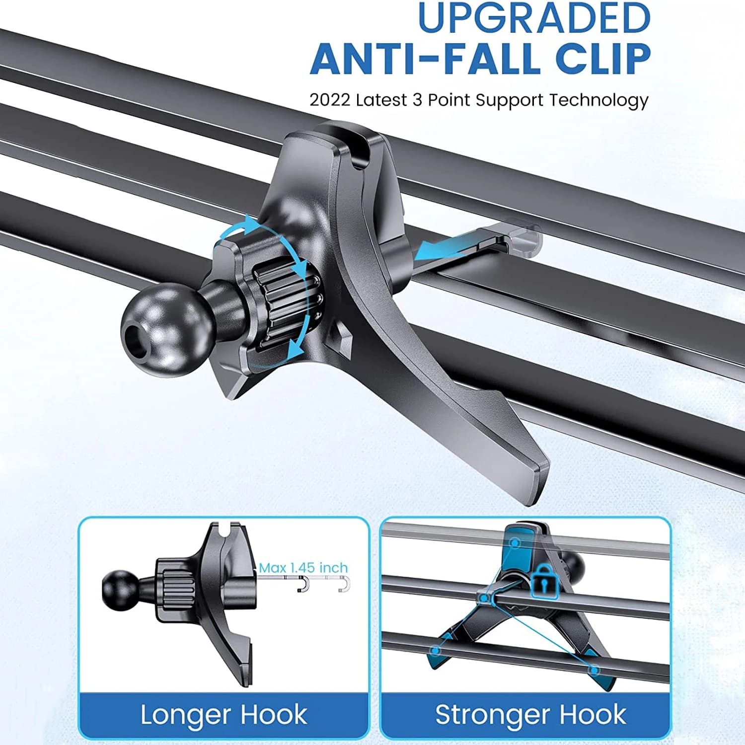 Aggiorna clip per supporto per telefono per auto Testa a sfera da 17 mm Clip per presa d'aria per auto Morsetto per gancio per presa d'aria per auto per supporto magnetico per telefono cellulare