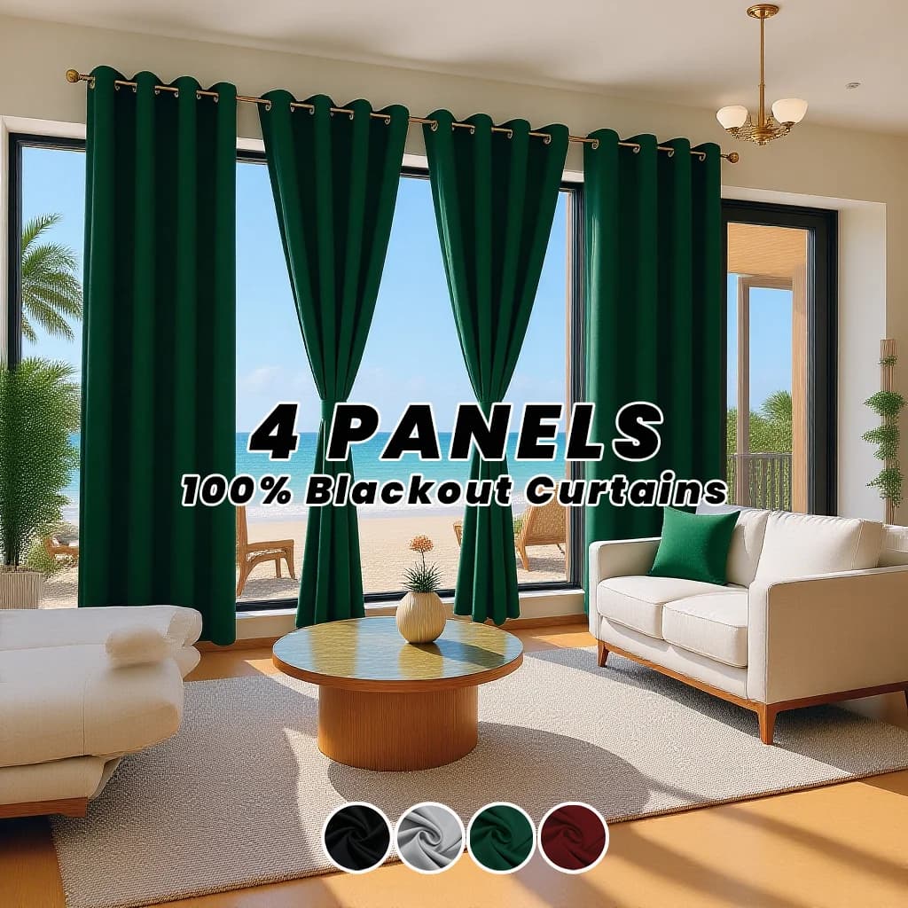 100% Dark Curtains with 4 Panels, Thermal Insulating, for Privacy, Rustic Style, for Living Room, Bedroom, Window, Balcony, Courtyard, Christmas