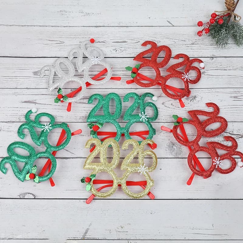 Occhiali natalizi Occhiali digitali creativi divertenti Decorazione per feste di Natale Cornice per occhiali fotografici di Capodanno