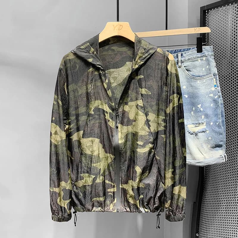 Hooded Sunscreen Clothing Men 2025 Summer Anti-UV Skin Coat Ultra-Light Thin Outdoor UPF50+ Sun Proof Zipper Camouflage Jacket