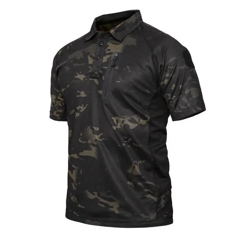 T-shirt tattica con risvolto mimetico da uomo T-shirt estiva da esterno a maniche corte T-shirt da golf Felpa per allenamento fisico Abbigliamento da arrampicata Tee