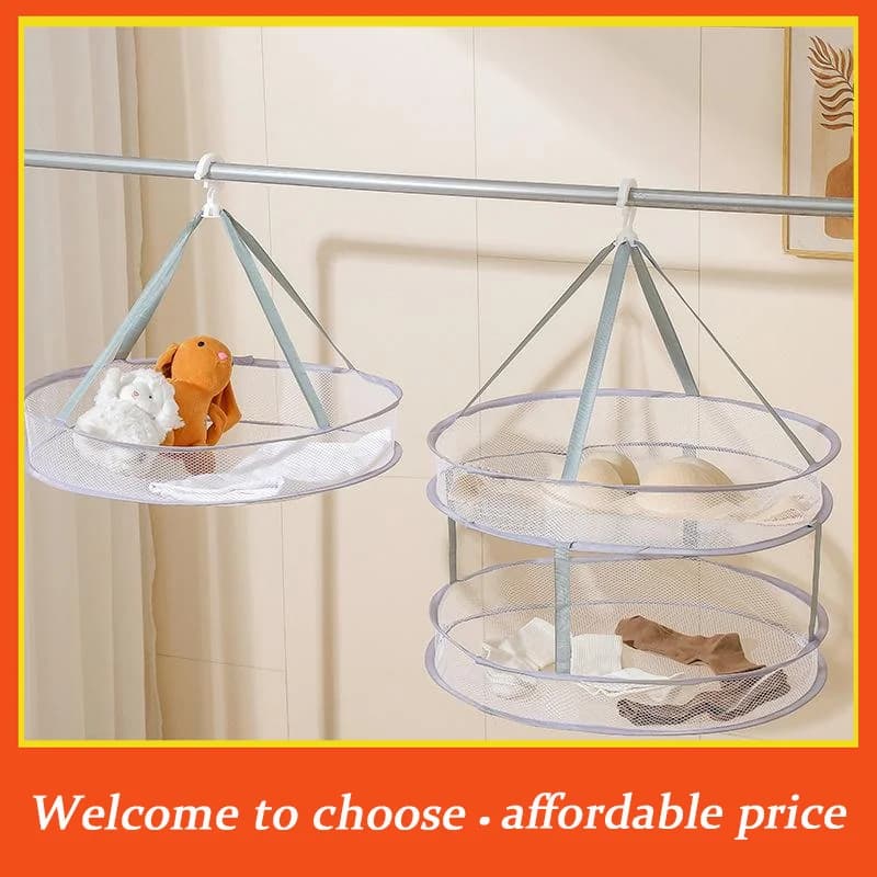 **1/2 Layer Home Foldable Mesh Clothes Basket Clothes Net Sweater Anti Deformation Flat Clothes Basket Socks Underwear Tool'