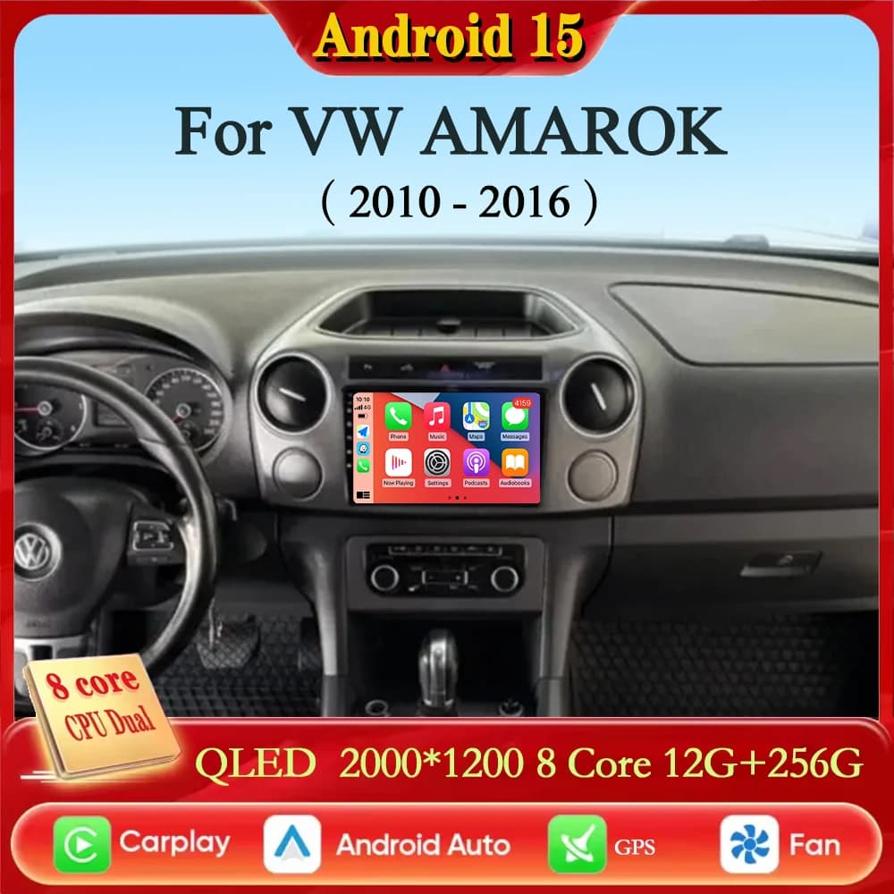 Android 15 Carplay AutoPer Volkswagen VW AMAROK 2010 - 2016 Autoradio Lettore video multimediale Navigazione GPS DSP 4G WiFi 360
