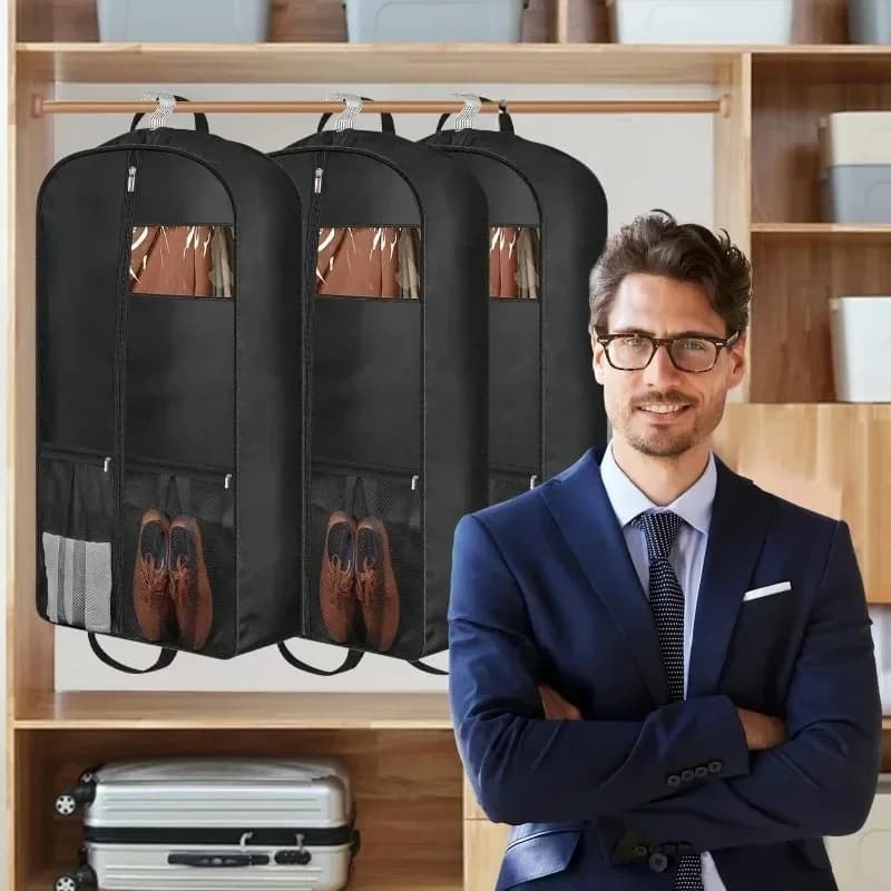 Borsa porta abiti sospesa con cerniera e tasca – Organizer da viaggio con tasca, per tenere gli essenziali del guardaroba protetti durante il viaggio