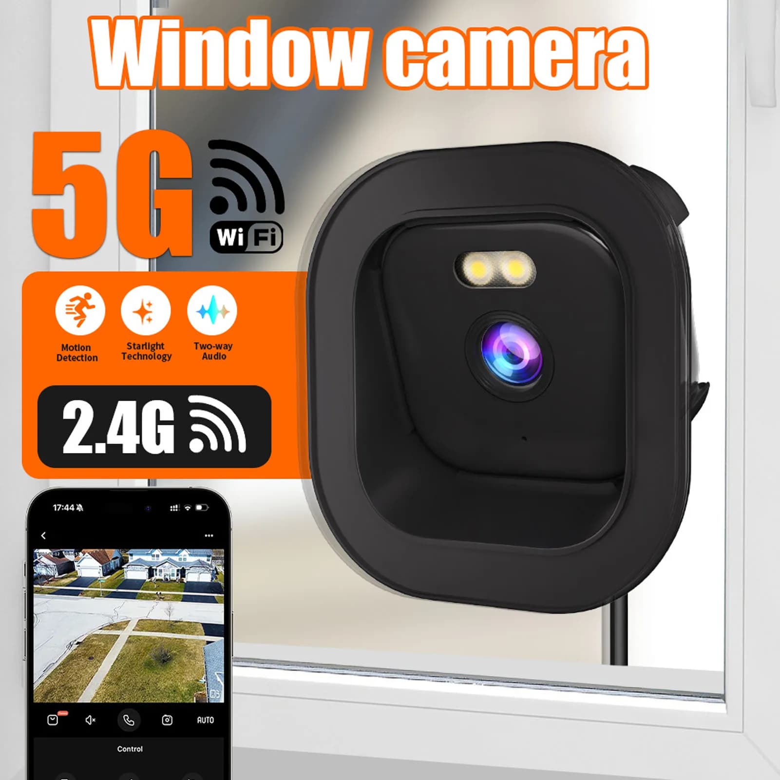 Telecamera per Finestre 2K AI a Colori Completi Anti-Riflesso, Telecamera di Sicurezza per Interni con WiFi 2.4G 5G e Rilevamento Movimento PIR per Sorveglianza Domestica