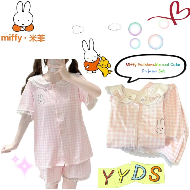 Cute Miffy Rabbit Cartoon Fashionable and Comfortable Pajamas High-Looking Short-Sleeved Shorts Home Clothes Two-piece Set