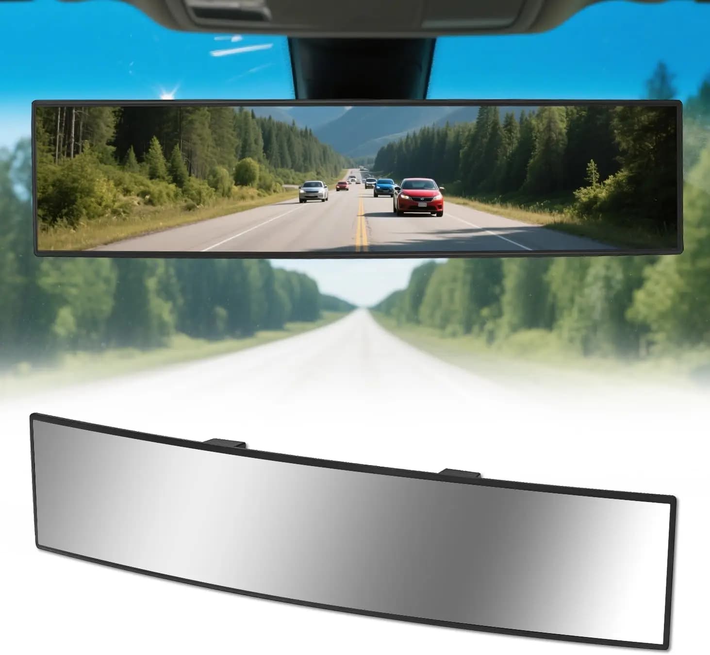 Specchietti Retrovisori per Auto, Specchio Interno Grandangolare Convesso, Antiabbagliamento, Ampia Visuale Panoramica, Monitor Ausiliario