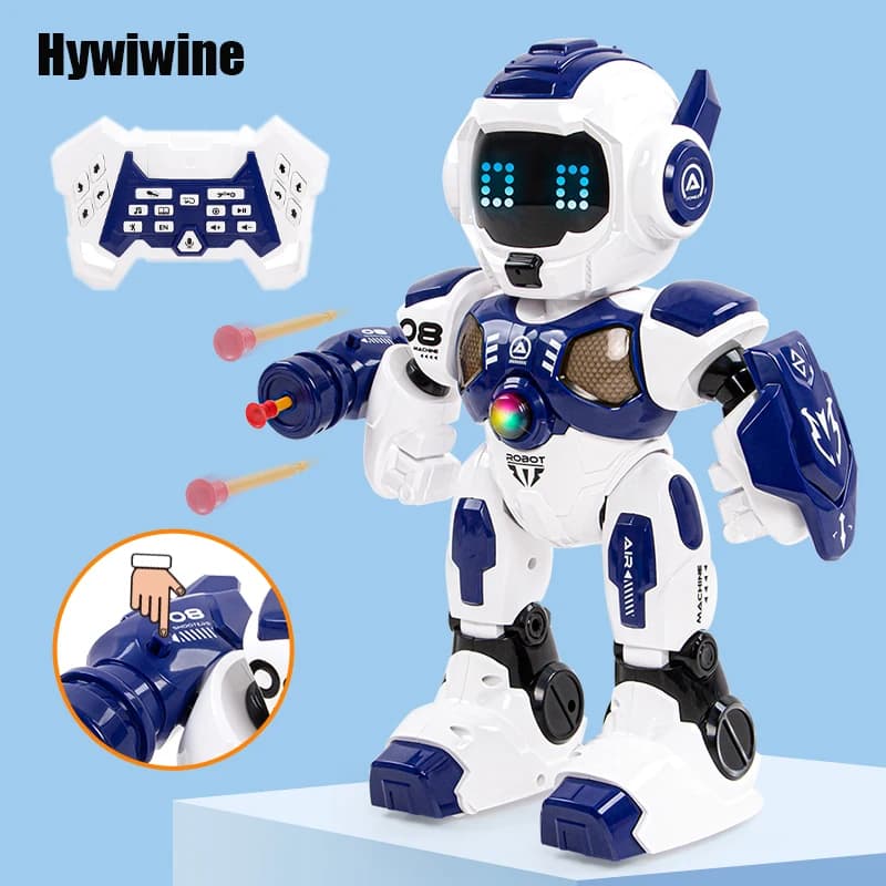 Robot RC intelligente Robot programmabile con telecomando Lancio di proiettili morbidi Tocco Danza Rilevamento di gesti Registrazione Giocattoli Emo per bambini