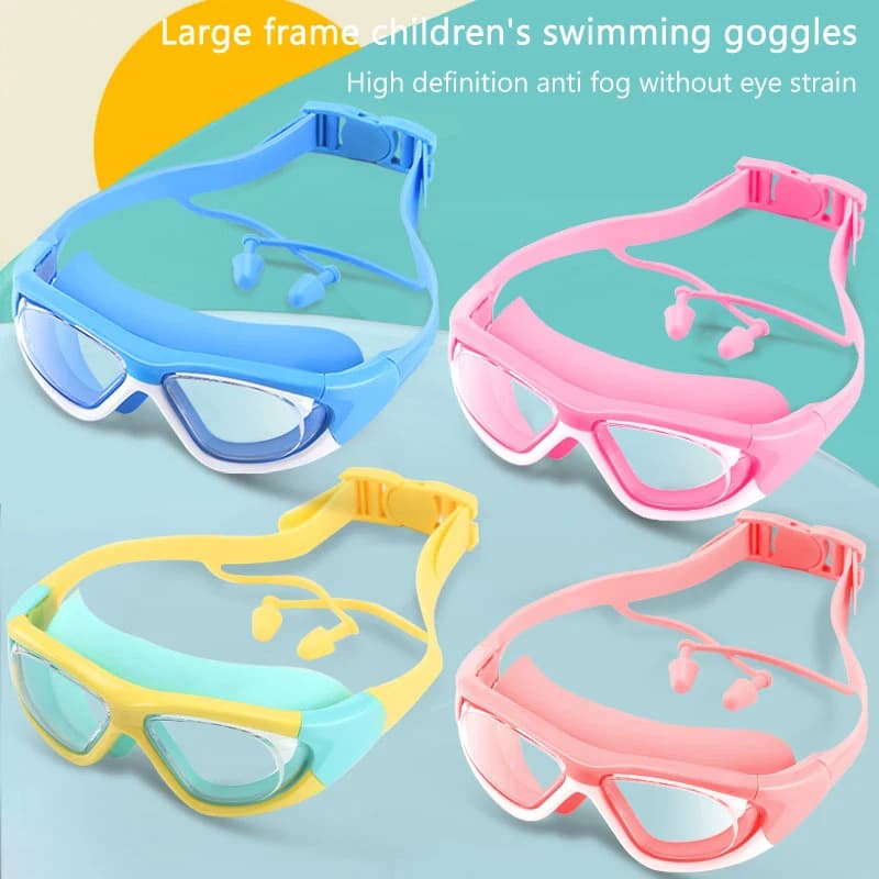 Occhialini da nuoto ad alta definizione per ragazzi e ragazze Occhialini da nuoto antiappannamento Occhialini con montatura grande Comodi occhialini in silicone