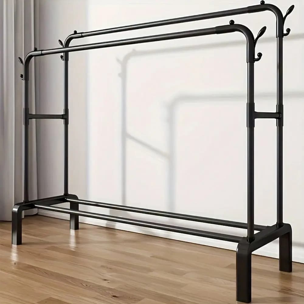 Appendiabiti in metallo a doppia asta, 1 pezzo, organizer da terra per armadio con connettori in plastica, appendiabiti robusto e facile da montare, M