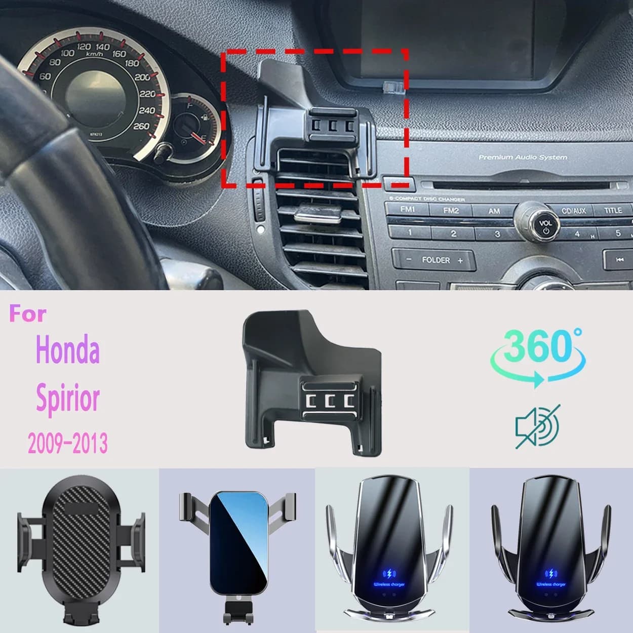 Car Phone Support for Honda Spirior 2009 2011 2012 2013 Phone Support Car Charging Wireless Car Accessories