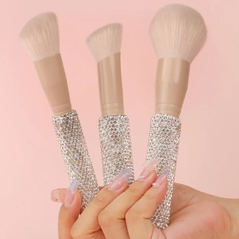 7 pieces kit diamond makeup brush glittering bristles soft brush powder fard eye shadow eye shadow lips makeup tools beauty
