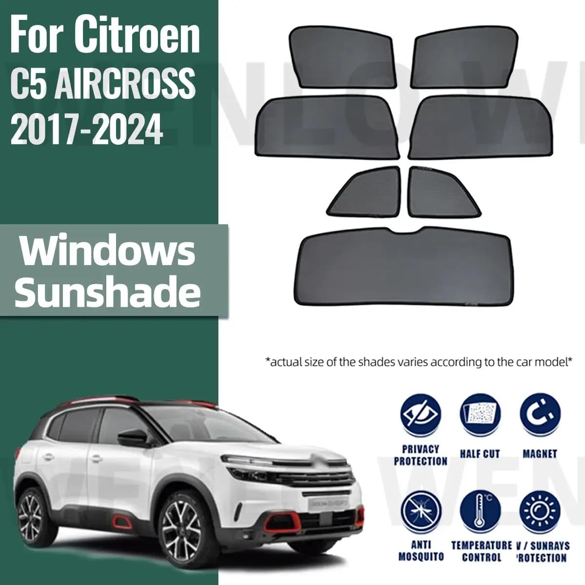 Per Citroen C5 Aircross 2017-2024 accessori per visiera parasole per auto copertura per parabrezza per finestra tenda parasole tenda a rete tenda personalizzata