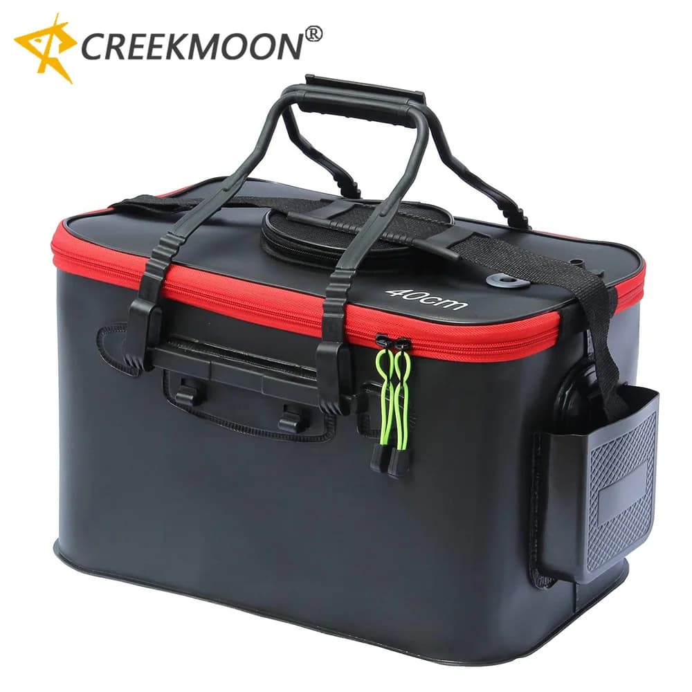 Portable Folding Bag with Waterproof Zippered Portable EVA for Bucket for Live Fish, Fishing Equipment with Shoulder