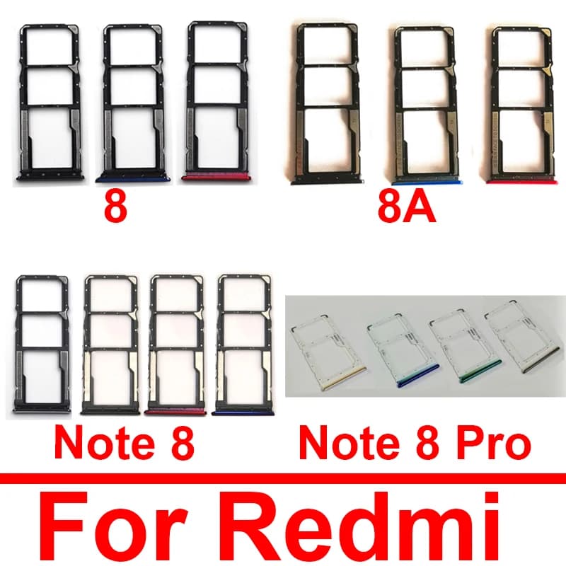 Supporto del vassoio della scheda SIM di memoria per Xiaomi Redmi 8 8A per Redmi Note 8 Note8 8pro Sim e riparazione di sostituzione della slot per lettore di schede