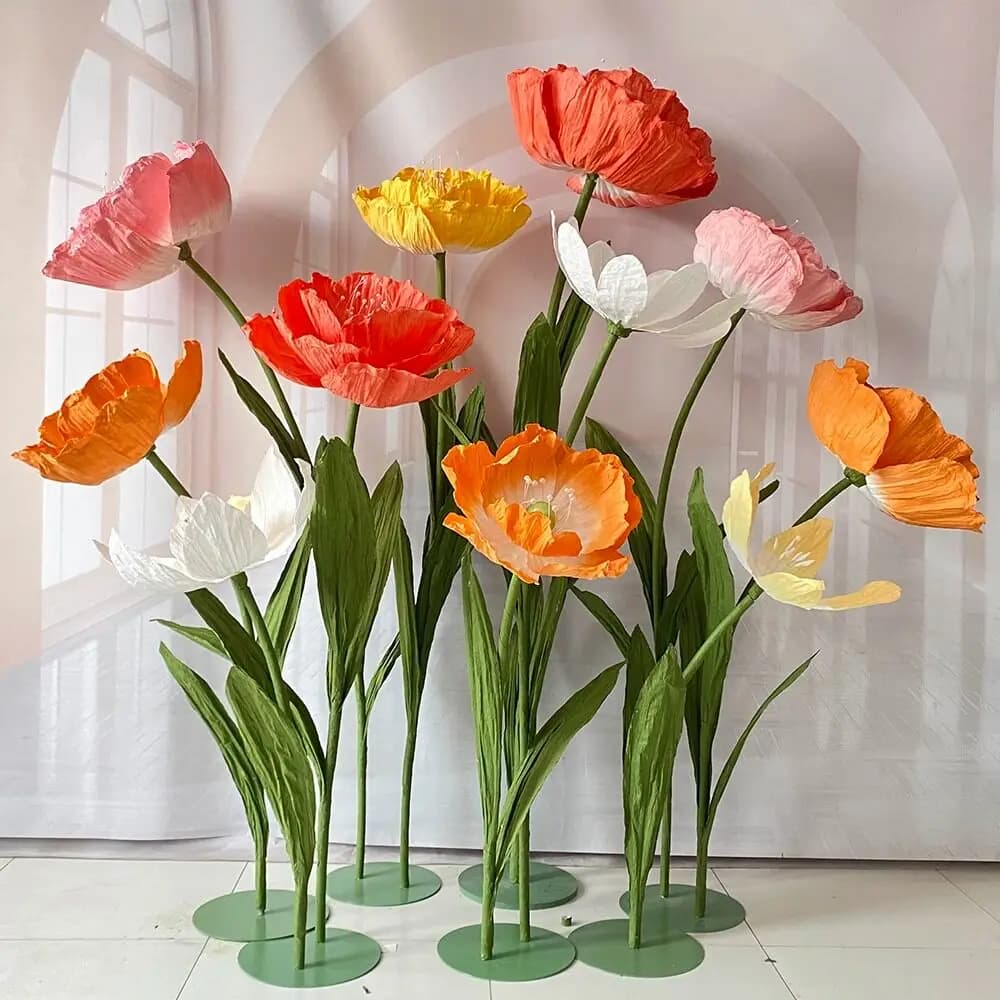 Decorazioni per Matrimoni, Fiori di Carta Giganti Artificiali a Forma di Papavero, Sfondo Floreale per Feste, Decorazione per Casa e Vetrine