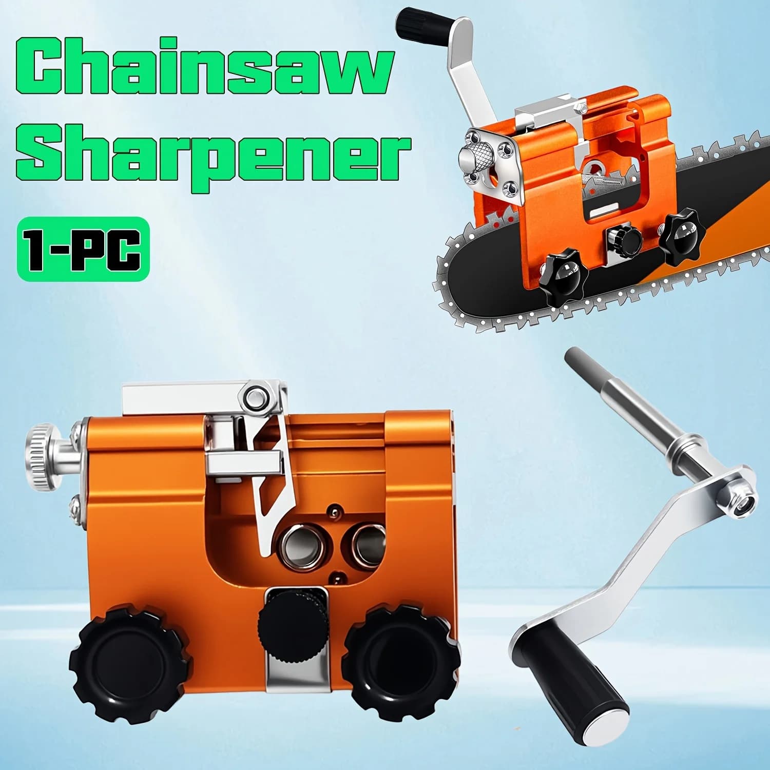 Portable Chainsaw Sharpener Kit - Hand Crank/Electric, All Chainsaws Fit, Fast Sharpening