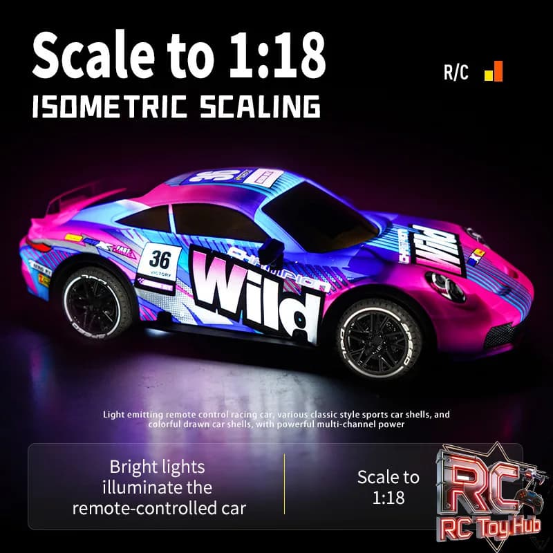 Nuova Auto RC in Scala 1:18 con Luci LED, Giocattolo per Bambini, Auto da Corsa, Batteria Non Inclusa, per Gioco Indoor e Outdoor