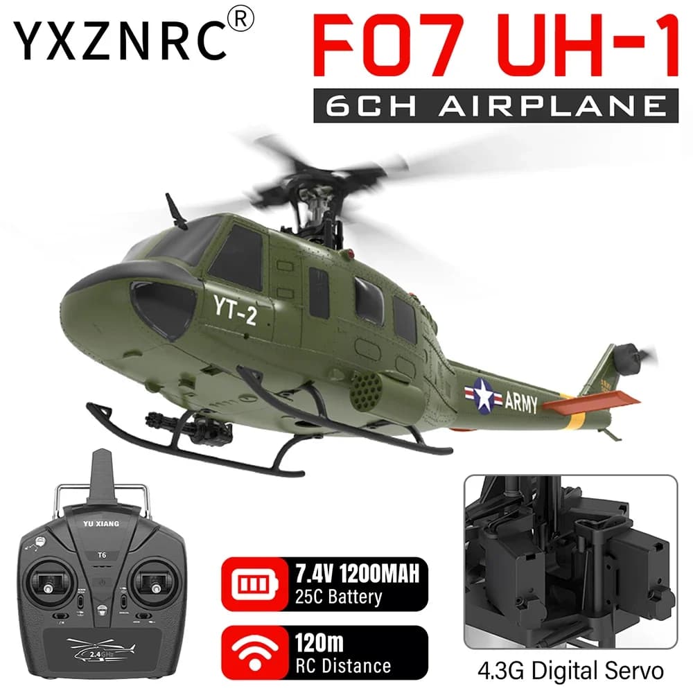 YUXIANG F07 UH-1 Elicottero senza motore 2.4G 6CH Doppio motore Giroscopio a 6 assi RC Airplan