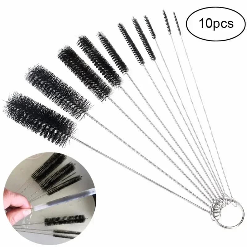 10 pz/set Acquario Tubo Spazzola Per La Pulizia Del Tubo Filtro Dell'acqua In Acciaio Inox Tubo Dell'aria Flessibile Singolo Estremità Tubo Acquario Accessori