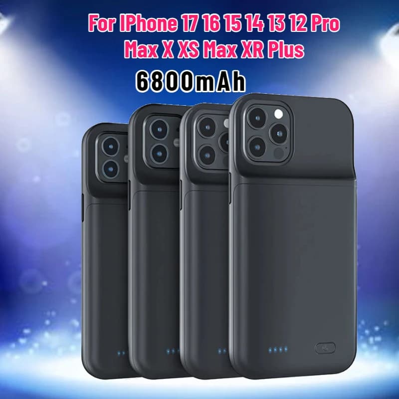 Custodia Caricabatterie da 6800mAh per iPhone 17 16 15 14 13 Pro Max X XS Max XR Plus - Power Bank per Telefono Cellulare