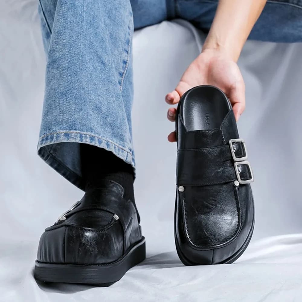Nuove Scarpe Mule da Uomo 2026 con Plateau, Suola Morbida, Mocassini Slip-On Comodi per Camminare, Traspiranti per Interni ed Esterni
