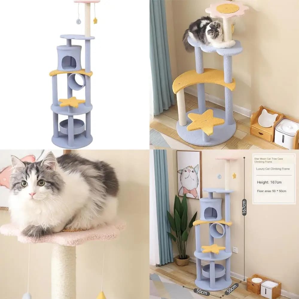 Struttura da arrampicata multistrato per gatti da interni: piattaforma per saltare robusta, tiragraffi resistente all'usura, albero per gatti premium per giocare e