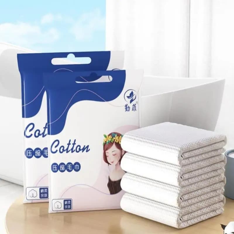 Portable Compressed Disposable Cotton Face Towels Soft Skin Friendly Travel Towels For Camping Hiking Bathroom