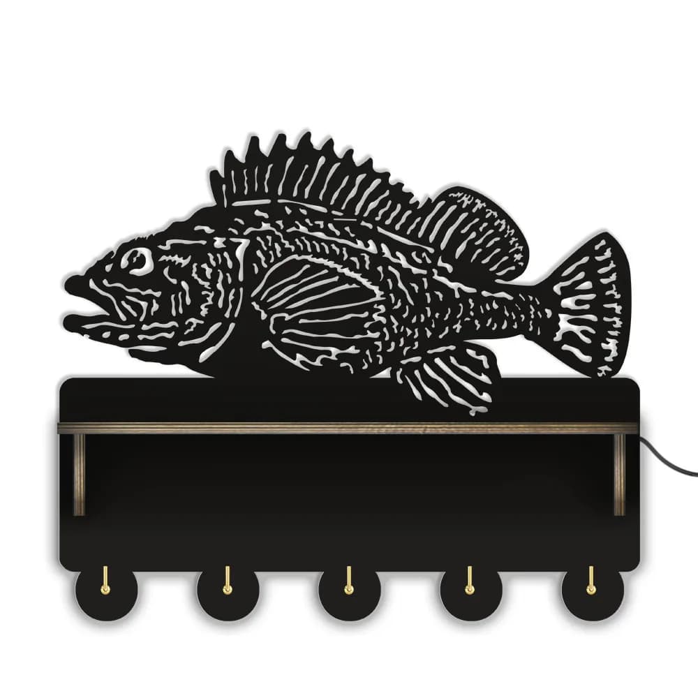 Bass Fish Coat Wooden Keychain Hook with Exhibitor Fishing Home Decorations Clothes Hooks Towels Kitchen Clothes