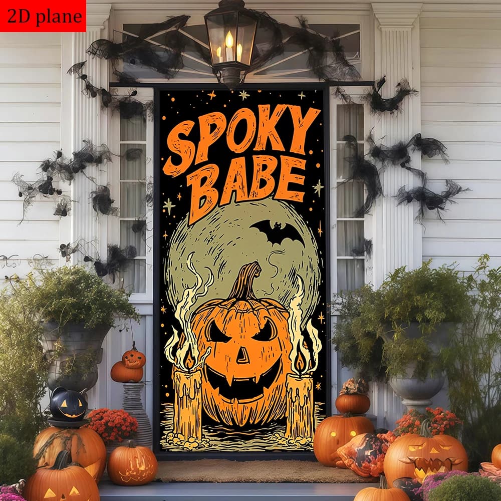 spooky babe jack-o'-lantern bat candles halloween stars Door frame decoration with high elasticity elastic band