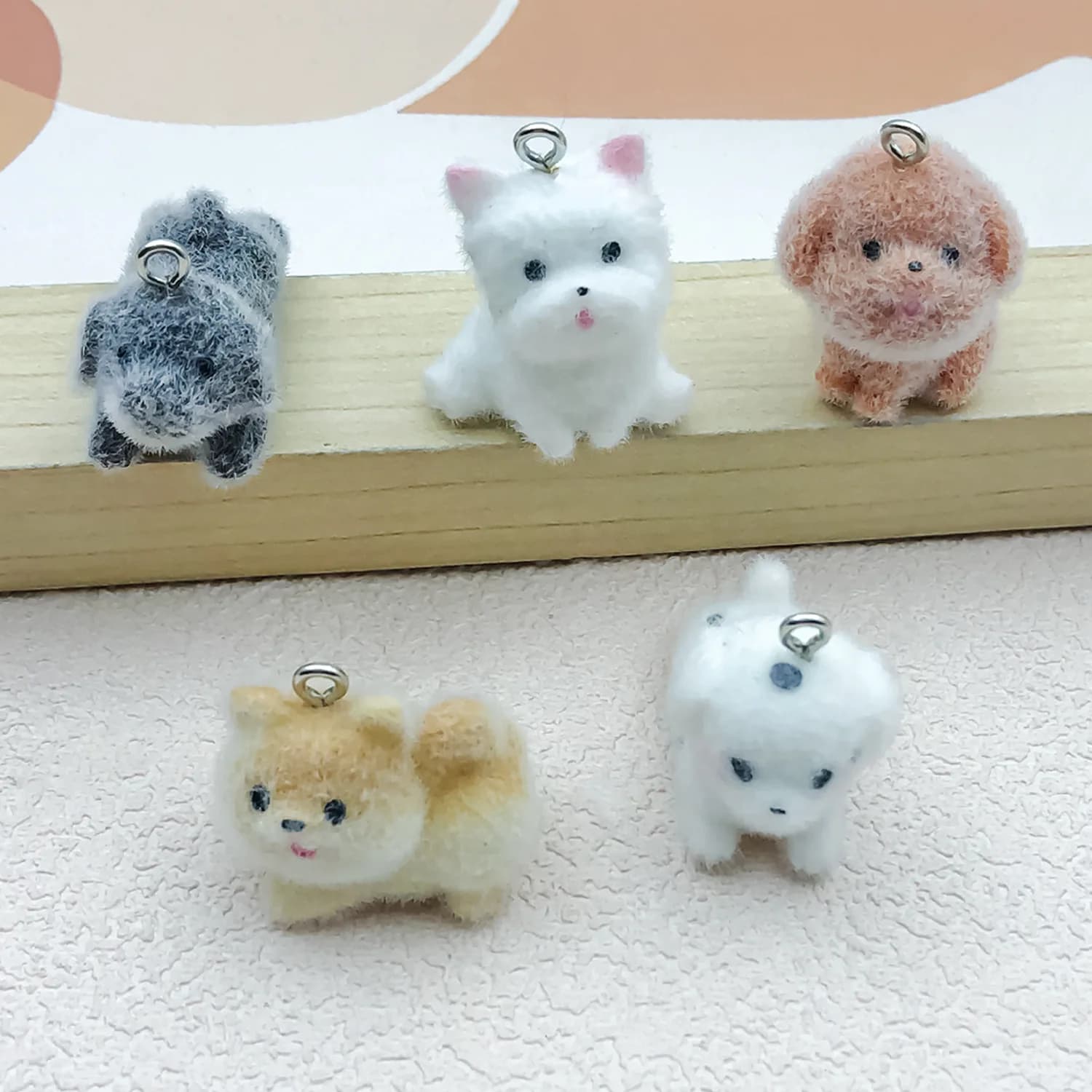 5 pezzi e 1 animale in resina floccata (cane, unicorno, ecc.) Set – Materiali per la creazione di orecchini, bracciali, collane e portachiavi fatti a mano
