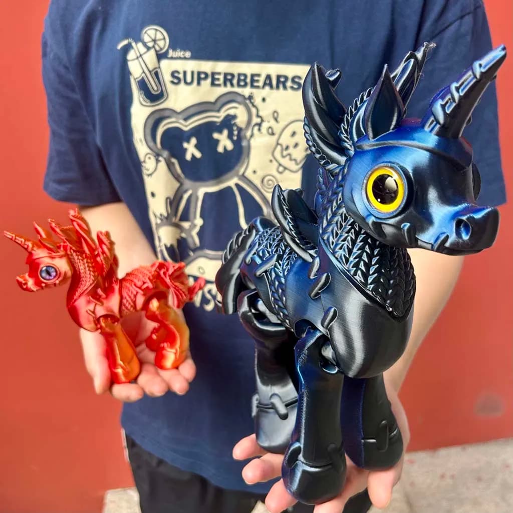 Statua di unicorno stampata in 3D, animale flessibile stampato in 3D, statue di figurine colorate, regali, 24,5 cm/9,65 pollici, 15 cm/5,91 pollici