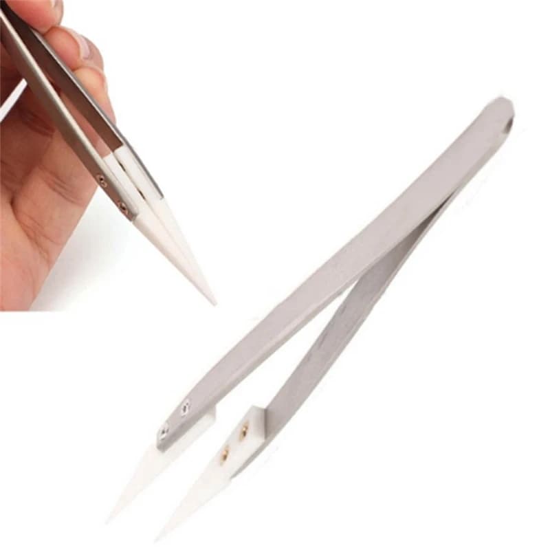 Stainless Steel Ceramic Pointed Pliers, High-Temperature Resistant Pliers with Fine Pointed Tips for Electronic Soldering