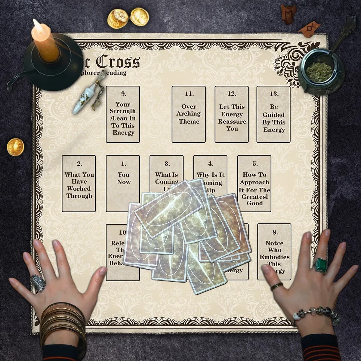 Tarocchi di carte per diffusione Tarocchi Carte da lettura Tovaglia divinazione Astrologia Oracolo Gioco da tavolo Cuscino Posizionamento Tovaglia da altare