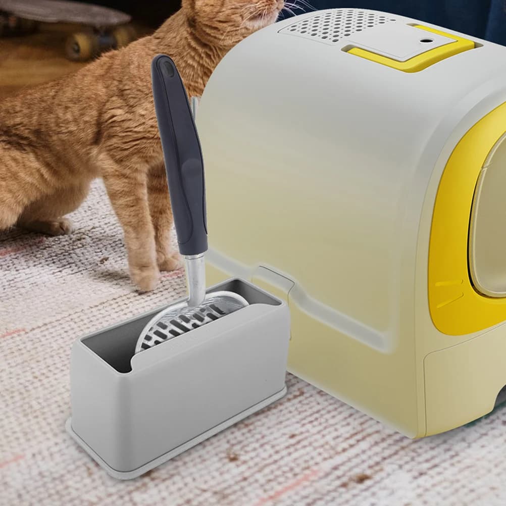 Supporto per paletta per lettiera per gatti supporto universale per paletta per lettiera per gatti contenitore per la conservazione durevole cestino per il bagno conservazione per la pulizia grigio